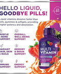 Multivitamin For Women Men & Kids Liquid Multivitamin & Multimineral, Vegan, Sugar Free, Vitamins A, C, D3, E, B6, B12 & Zinc, Womens Multivitamin & Adult Immune Support, Berry Flavor - 15 Fl Oz