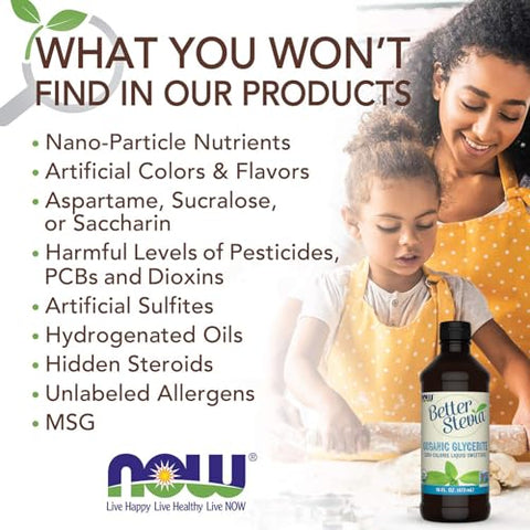 NOW BetterStevia Liquid Organic Glycerite 16 Ounces Organic Stevia ZeroCalorie Liquid Sweetener No Alcohol Keto Friendly No Erythritol