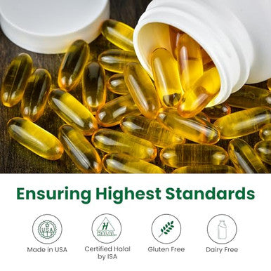 Zaytun Halal Fish Oil 1200Mg Omega-3 Premium Epa/Dha One Per Day Daily Wellness Support 4 Months Supply Lemon Flavor Keto Friendly Gluten Free