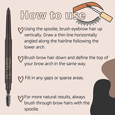 Flower Beauty Draw The Line Eyebrow Pencil Long Lasting Smudge Resistant Natural Result Makeup w/ Vitamin E Dark Brunette