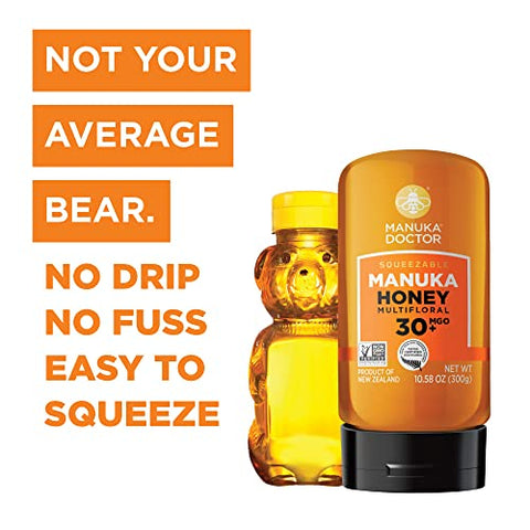 MANUKA DOCTOR -UMF8/ MGO 182+ Monofloral SQUEEZY and MGO 30+ Multifloral SQUEEZY Manuka Honey Value Bundle, 100% Pure New Zealand Honey. Certified. Guaranteed. RAW. Non-GMO