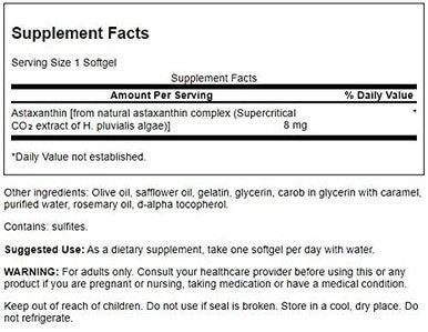 Swanson High Potency Astaxanthin 8 Milligrams 30 Sgels