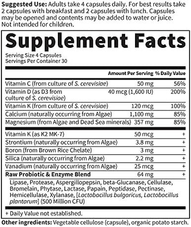 Garden Of Life Raw Calcium Supplement For Women And Men - Vitamin Code Made From Whole Foods With Magnesium, K2, Vitamin D3 And Vitamin C, For Bone Strength, Probiotics For Digestion, 120 Capsules