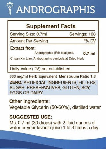 Secrets of the Tribe Andrographis Alcohol-Free Liquid Extract, Andrographis (Fah talai jone, Chuan Xin Lian, Andrographis paniculata) Tincture Supplement (4 FL OZ)
