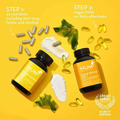Hum Womb Service Prenatal & Postnatal Vitamins Combo Pack Obgyn Formulated Vegan Prenatal Vitamins Clean Daily Pretopost Pregnancy Support With Choline