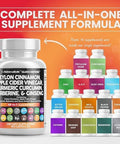 Clean Nutraceuticals Ceylon Cinnamon Turmeric Apple Cider Vinegar Ginseng Berberine Plus Bitter Melon Gymnema Milk Thistle Fenugreek