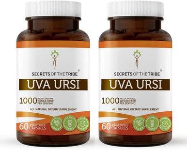 Secrets of the Tribe Uva Ursi 2x60 Capsules, Made with Vegetable Capsules and Uva Ursi Arctostaphylos Uva-Ursi Urinary System Health (2x60 Capsules)
