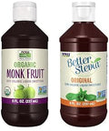 NOW Foods Monk Fruit Liquid + BetterStevia Supplements Bundle | Certified Organic Monk Fruit + BetterStevia Zero-Calorie Liquid Sweetener, Low Glycemic Impact Sugar Alternative, 8-ounce
