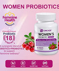OMOGS Womens Probiotic with Cranberry Extract Organic Prebiotics and Vitamin C 90 Billion CFUs 18 Strains Help for Boost Immune Digestive Gut Health and Womens Health Gluten and Soy Free 90 Tablets