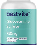 Bestvite Glucosamine Sulfate 750mg per Capsule (240 Capsules) - No Stearates - Gluten - Non GMO - Joint Support