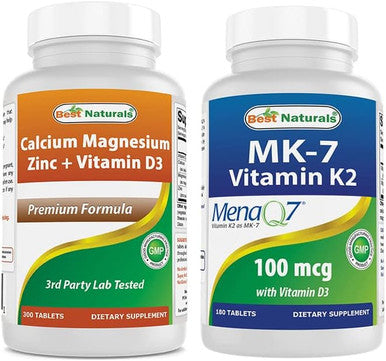 Best Naturals Calcium Magnesium Zinc With Vitamin D3 & Vitamin K2 (Mk7) With D3