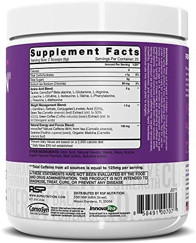 Rsp Nutrition Vegan Aminolean Pre Workout Energy (Acai 25 Servings) With Truefit Protein Powder (Vanilla 2 Lb)