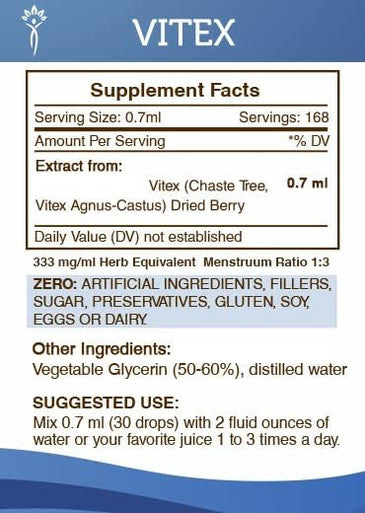 Secrets of the Tribe Vitex Tincture Alcohol-Free Extract, Vitex (Chaste Tree, Vitex Agnus-Castus) Dried Berry Tincture Supplement (4 FL OZ)
