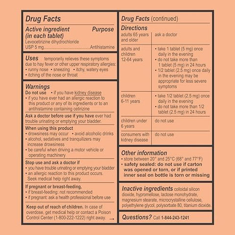 Curist Uniqus Levocetirizine Dihydrochloride 5Mg Bulk (270 Tablets) Allergy Pills 24 Hour Allergy Relief Allergy Medicine (3 Packs Of 90 Tablets)