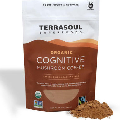 Terrasoul Superfoods Organic Cognitive Mushroom Coffee 30 Servings 14.29 Oz Energize Your Morning and Boost Focus with Powerful Mushrooms Compare to Ryze Mushroom Coffee