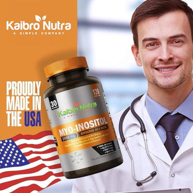 Kaibro Nutra Myo Inositol Supplement Myo Inositol and D Chiro Inositol 40:1 Ratio Hormone Balance and Ovarian Support for Women with Vitamin B8 2050mg Vegan Non GMO Capsules 120 Count