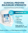 Ebanel 5% Lidocaine Numbing Cream Pain Relief Burn Itch Numb Cream Maximum Strength Topical Anesthetic with Allantoin Vitamin E for Local and Anorectal Uses Hemorrhoid Treatment Oil Free