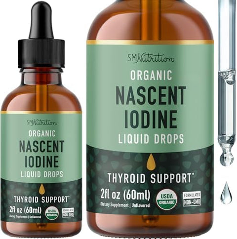 Smnutrition Organic Iodine Liquid For Thyroid Support Nascent Iodine Supplements Usda Organic Decolorized Potassium Iodide Liquid For Thyroid Support 1100 Mcg 2 Fl Oz Over 1Year Supply