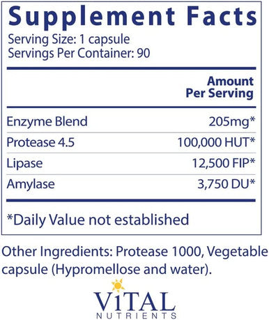 Vital Nutrients Vegan Pancreatic Enzymes