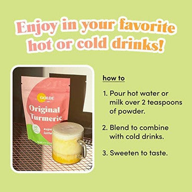 Golde - Superfood Latte Blend - Original Turmeric - Plant-Based W/Coconut, & Ginger - Vegan, Keto, Sugar- - 30 Servings