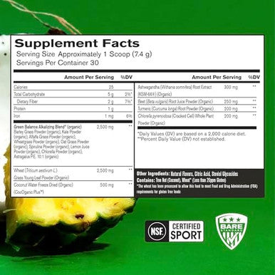 Bare Performance Nutrition Bpn Strong Greens (Pineapple Coconut) & Reds (Strawberry) Superfood Bundle