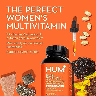 Hum Base Control Daily Women'S Multivitamin & Minerals W/B Complex Vitamin C 22 Micronutrients + Iron & Biotin To Support Premenopause Women Nongmo & Gluten (30 Tablets)