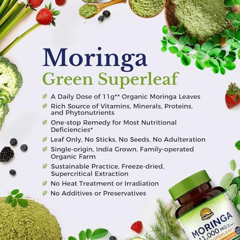 Vitalitown Magnesium + Moringa Bundle (Pack Of 2) Magnesium Complex (Item 1) & Moringa (Item 2) 120 Magnesium Capsules & 90 Moringa Capsules