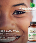 Futurebiotics Biotin 5000 Mcg Supports Healthy Hair Skin Nails & Energy Production Nongmo 360 Vegetarian Tablets (1 Year Supply)