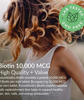 Futurebiotics Biotin 10000 Mcg High Potency Tablets Supports Healthy Hair Skin & Nails & Energy Production Nongmo 360 Vegetarian Tablets