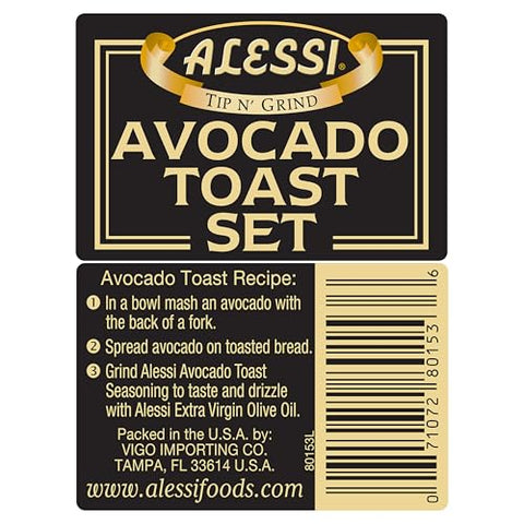 Alessi Extra Virgin Olive Oil and Avocado Toast Seasoning Combo Pack