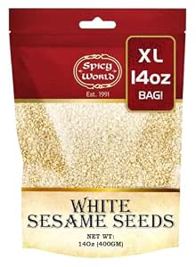Spicy World White Sesame Seeds 3 LB Bag - Natural, Raw, Hulled, Non-GMO, Bulk Resealable Bag