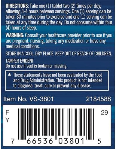 Bodytech Natural Caffeine Supports Energy, Focus & Endurance - 200 Mg (100 Tablets)