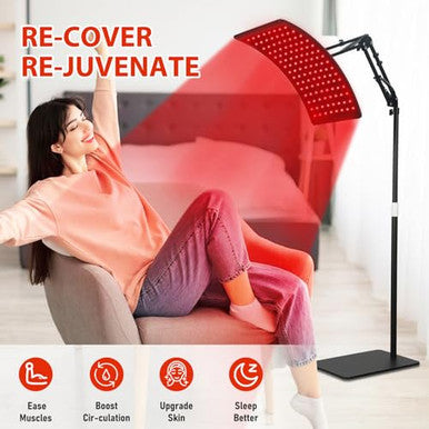 Doinart Red Light Therapy For Body Adjustable Infrared Light Therapy Lamp With Stand - 660Nm Red Light And 850Nm Near Infrared Light Lamp Device For Facial And Body Skincare