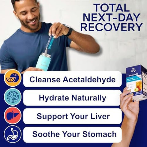 Blueshift Pregame Pre Drinking Nac Supplement Electrolytes Powder Packets Hydration Packets Liver Support With Ginger Cysteine Milk Thistle No Sugar Powder Sticks (10 Pack)
