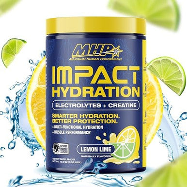 Mhp Impact Hydration Electrolyte Creatine Sports Drink Mix No Artificial Sweeteners Or Colors Performance Strength Recovery Lemon Lime 30 Servings