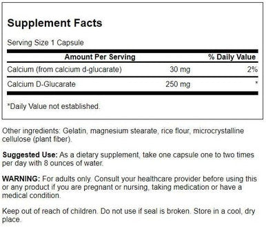 Swanson Calcium D-Glucarate 250 Milligrams 60 Capsules (2 Pack)