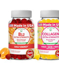 Lunakai Vitamin B12 And Collagen Gummies Bundle - 3000 Mcg Methylcobalamin High Absorption Energy Gummies - Non-Gmo Anti Aging Supplements For Men & Women 30 Days Supply