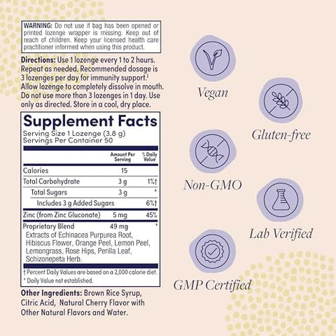 Zand Immunity Cherry Ecea Zinc Throat Lozenges 2 Pack - Good-For-You Dry Mouth Lozenges - Immune Support Supplement With Zinc 5Mg - Soothe A Dry Throat - Natural Flavor Gluten 50Ct Ea
