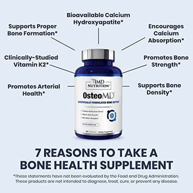 1MD Nutrition OsteoMD for Comprehensive Bone Support with Calcium Hydroxyapatite Vitamin D3 K2 90 Capsules