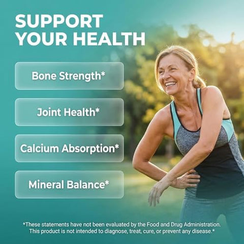 Allin1 Calcium Magnesium Zinc Supplement with Potassium Copper Strontium Silica Vitamin D3 K2 Boron Vitamin B1 B12 Red Clover Herb Alfalfa Basil Pills for Men and Women Clean Nutra Osteo Defend