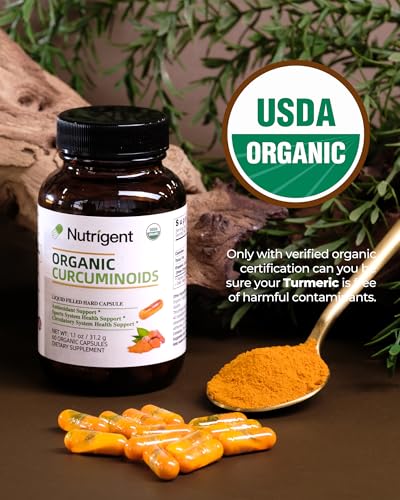 Nutrigent Usda Organic Turmeric Curcumin Supplement Turmeric Extract With Curcuminoids 300 Mg Liquid Organic Capsules Antioxidant Bone & Joint Support No-Gluten 60 Count