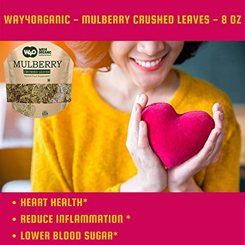 Mulberry Leaf Tea 8 Oz, Dried Crushed Leaves, Best Caffeine Free Tea - Way4Organic (1 Pack)