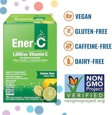Enerc Multivitamin Drink Mix Vitamin Packets For Water Electrolytes Powder Packets Vitamin Drink Mix Hydration Liquid Mix Immune Booster For Adults Healthy Energy Lemon Lime 30 Count