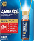 Anbesol Maximum Strength Liquid Instant Oral Pain Relief For Toothaches Mouth Sores Gum Braces & Denture Pain Ada Accepted 0.41 Oz