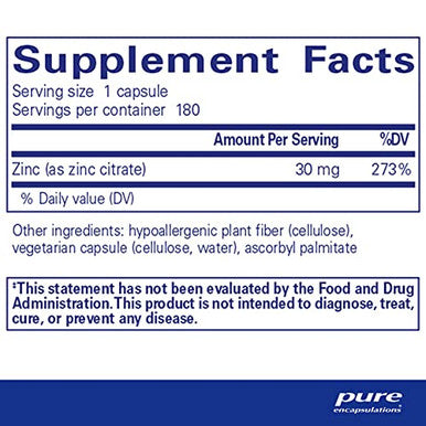 Pure Encapsulations Zinc citrate 180 vcaps