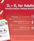 21st Century Vitamin D3 125 mcg (5000 IU) + K2 100 mcg Capsules 120 Count Bone Teeth and Heart Support NonGMO Milk Lactose Soy Wheat and Gluten Free