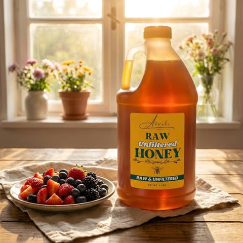 Bulk Honey - 6 LBS - Half Gallon of Raw Honey - Pure Unfiltered Delicious Healthy