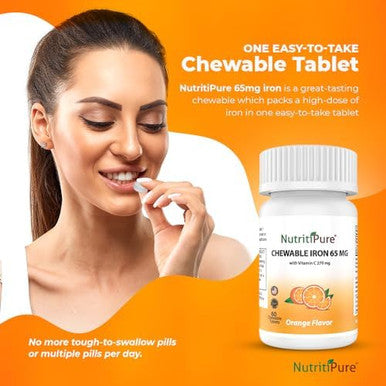 Chewable Iron 65 Mg With Vitamin C 270 Mg - Tablet In Orange Flavor 60 Count