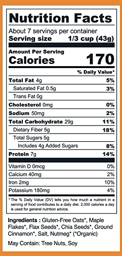 Stoked Oats - Mountain Maple High Protein, Low Sugar Breakfast - Gluten Free, High Fiber, Non GMO Oatmeal - Perfect for overnight oats (11.3oz)