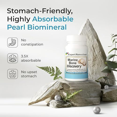 Marine Calcium Bone Density Supplement 3.5X Absorbable Pearl Calcium and Icelandic Marine Algae with Magnesium Vitamin D3 K2 and More Organic Holistic Alternative Astronaut Endorsed 30 Days Supply